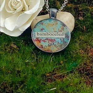 Yellow, Red, and Teal Silver Resin Pendant